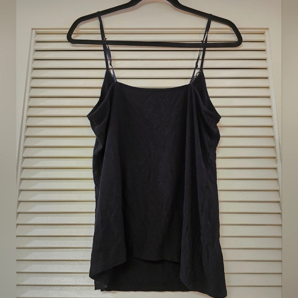 A New Day - Black Lightweight Sleeveless Cami Top W Lace Hem & Adjustable Straps - Picture 3 of 5